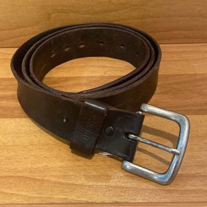 Carhartt Distressed Leather Rugged Belt Black & Silver Tone Metal Buckle Men 42